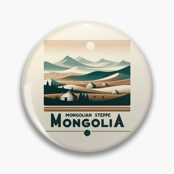Artikelvorschau, Sticker Vintage Reise-Poster der Mongolischen Steppe – Minimalistisch, Retro Design entworfen und verkauft von pod24.