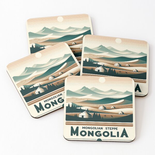 Item preview, Sticker Vintage Travel Poster of the Mongolian Steppe - Minimalist, Retro Design designed and sold by pod24.