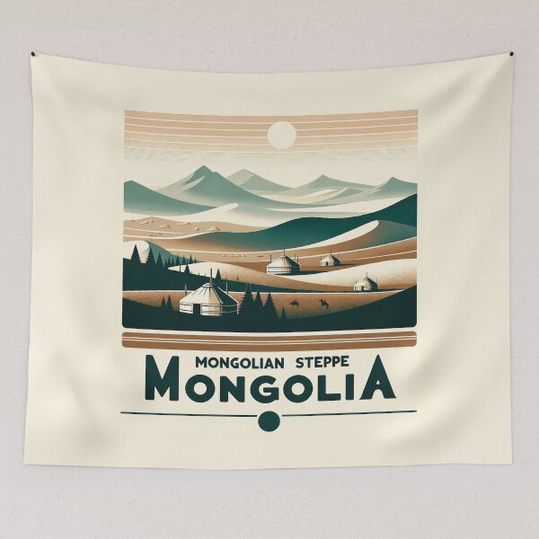Item preview, Sticker Vintage Travel Poster of the Mongolian Steppe - Minimalist, Retro Design designed and sold by pod24.