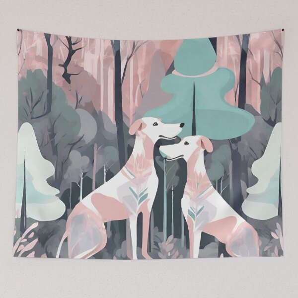 Item preview, Two dogs in the forest wall art designed and sold by VickyJo111.