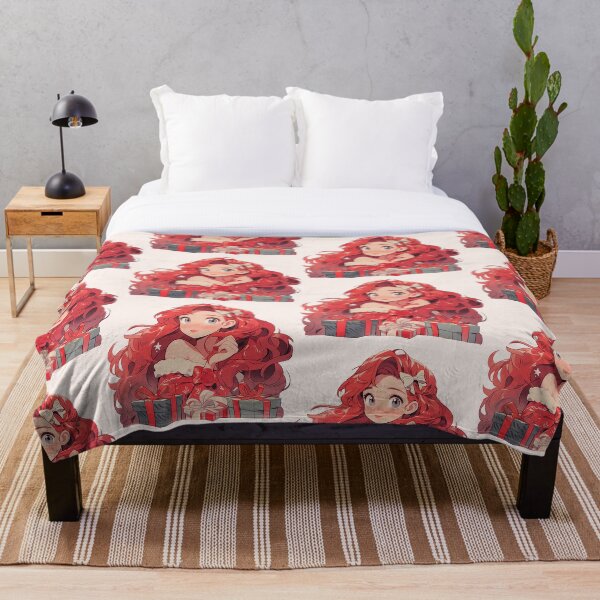Item preview, red haired mermaid princess with gifts designed and sold by letsvg.