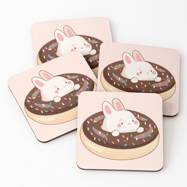 Item preview, Cute white bunny in a chocolate doughnut  designed and sold by YaraCuteArt.
