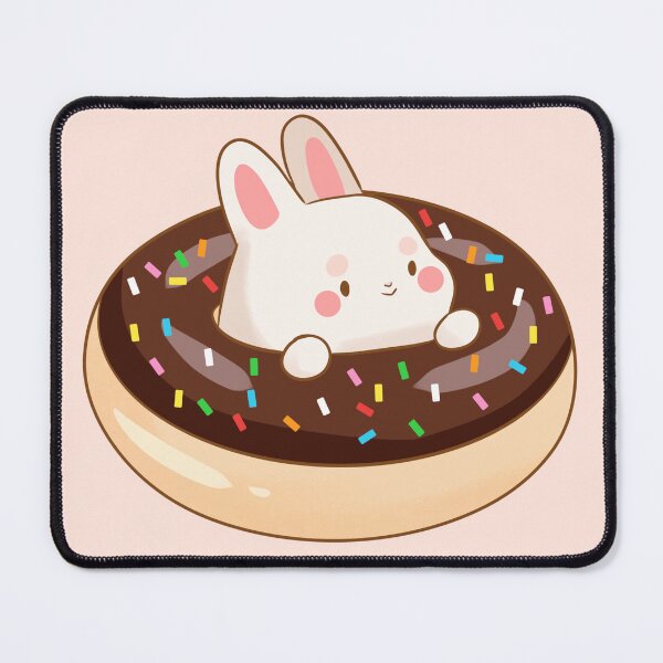Item preview, Cute white bunny in a chocolate doughnut designed and sold by YaraCuteArt.