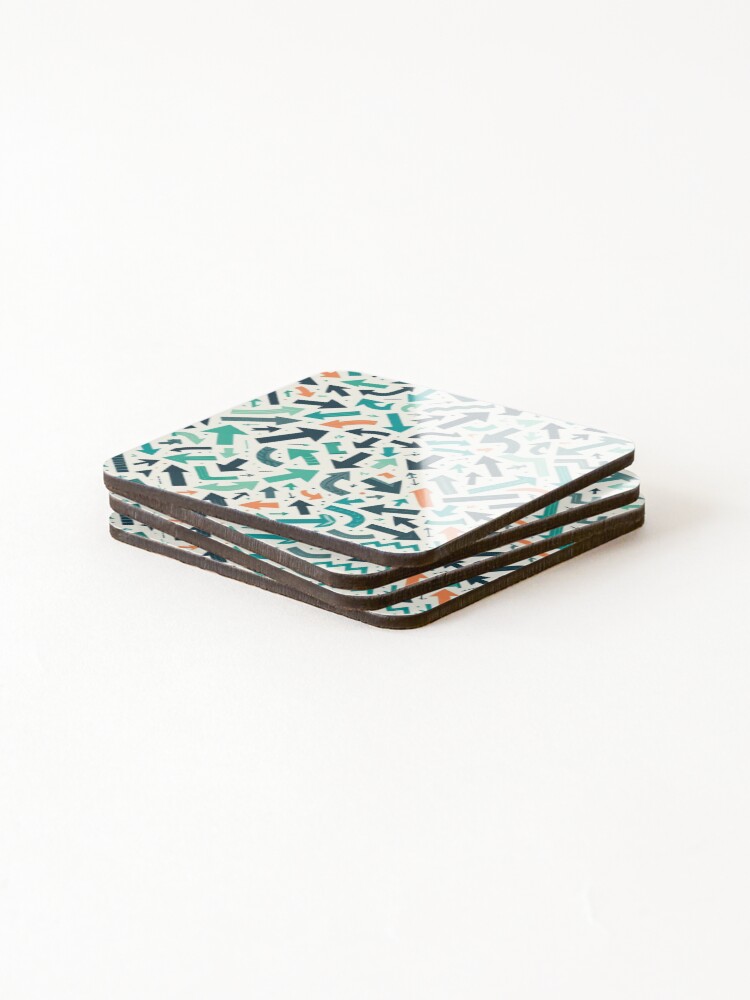 Thumbnail 4 of 5, Coasters (Set of 4), Micro Movements: Tiny Arrow Pattern designed and sold by RuiFernandes.