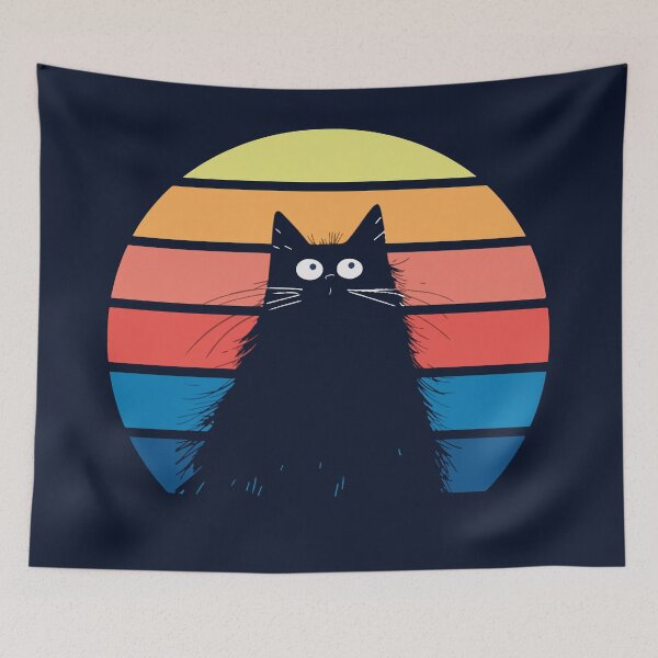 Item preview, Retro Cat Sunset - Vintage Feline Silhouette designed and sold by Sir Meow Meow.
