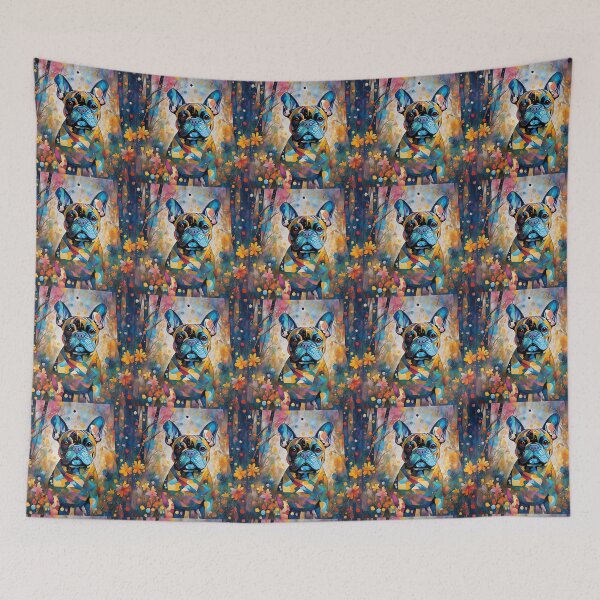 Item preview, A dog of the Bulldog breed among exotic flowers. designed and sold by Natalia-Vlad.