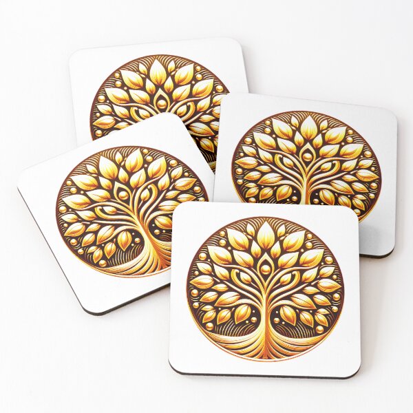 Item preview, Tree of Life - Golden Yellow Illustration Round designed and sold by AD-Digital-Art.