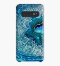 Aquamarines Aqua-Türkis-Blau-Felsen-Achat-Mineralkristall-Muster Hülle & Klebefolie für Samsung Galaxy