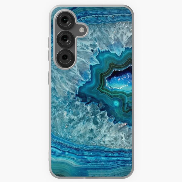 Item preview, Teal Aqua Turquoise Blue Rock Agate Mineral Crystals Pattern designed and sold by LC Graphic Design Studio.