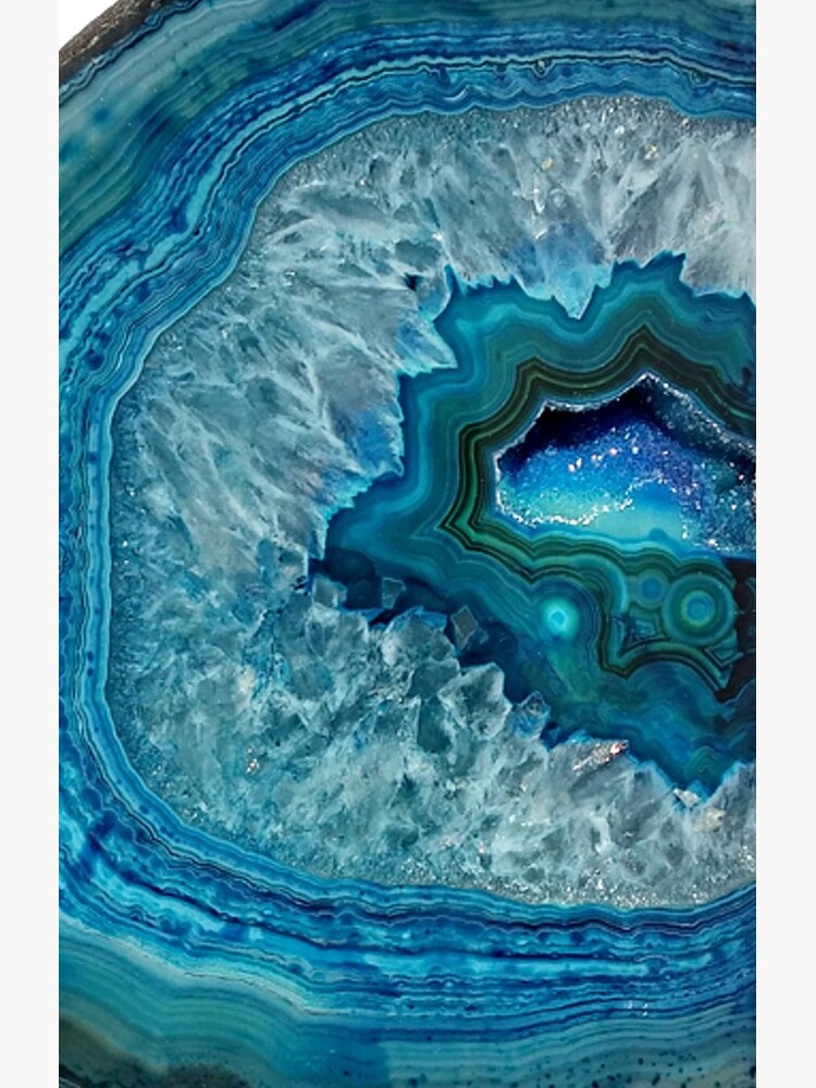 Teal Aqua Turquoise Blue Rock Agate Mineral Crystals Pattern by FudgePudge