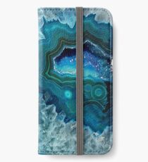 Pretty Teal Aqua Turquoise Geode Crystals Pattern iPhone Wallet/Case/Skin