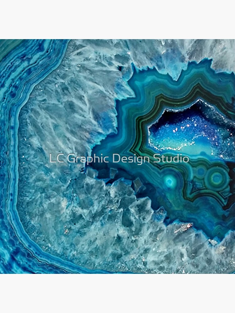 Teal Aqua Turquoise Blue Rock Agate Mineral Crystals Pattern by FudgePudge