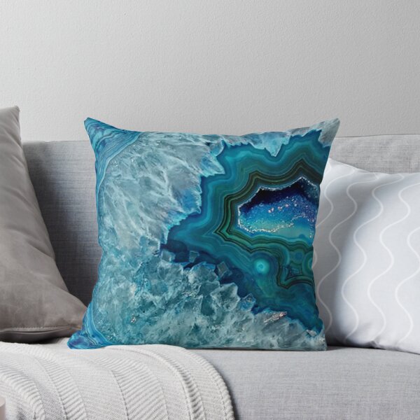 Item preview, Teal Aqua Turquoise Blue Rock Agate Mineral Crystals Pattern designed and sold by LC Graphic Design Studio.