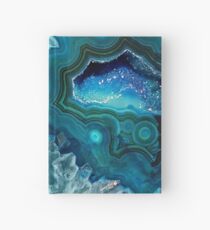 Pretty Teal Aqua Turquoise Geode Crystals Pattern Hardcover Journal