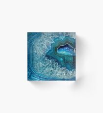 Pretty Teal Aqua Turquoise Geode Crystals Pattern Acrylic Block