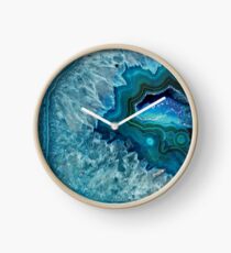 Pretty Teal Aqua Turquoise Geode Crystals Pattern Clock