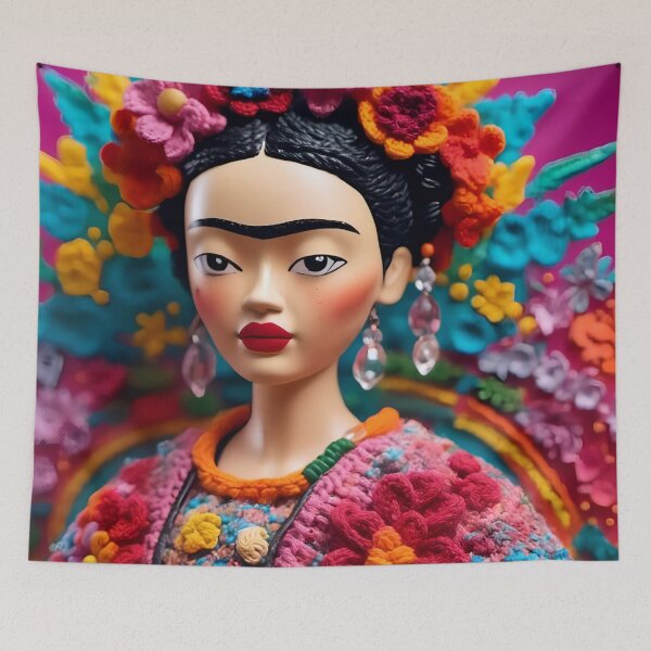 Item preview, Frida Kahlo crochet doll designed and sold by Joanne Walsh.