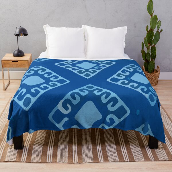Item preview, Tribal geometric oceanic pattern handmade folk art bold deep blue maximalist decor designed and sold by T-Mex.