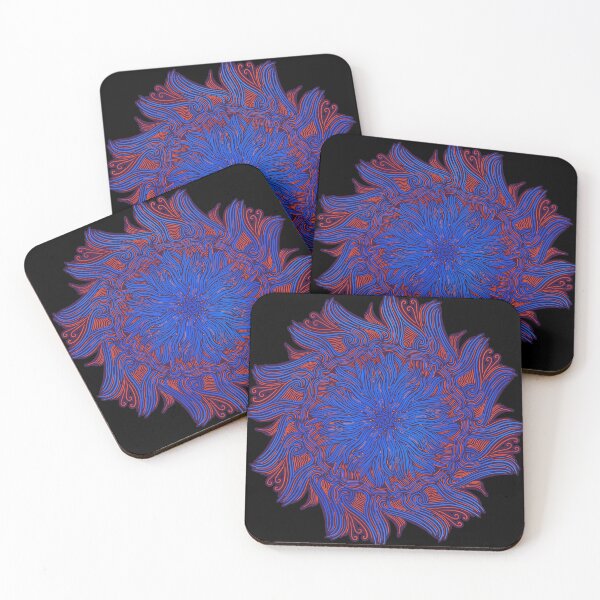Item preview, Blue and red flowing Mandala with ribbon designed and sold by DaveDanchuk.