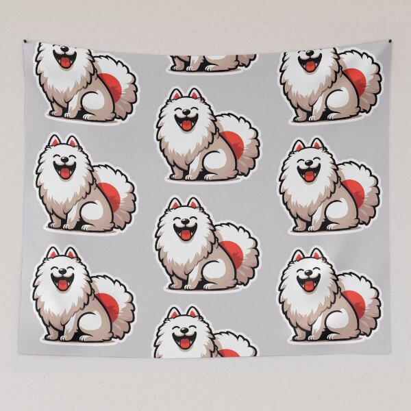 Item preview, Japanese Spitz Kawaii Cute Puppy Dog Japanese Flag Theme designed and sold by Elarex.