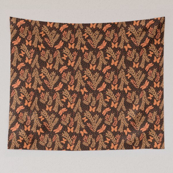 Item preview, Leaves, butterflies and dragonflies on black background  designed and sold by MarySchwindt.