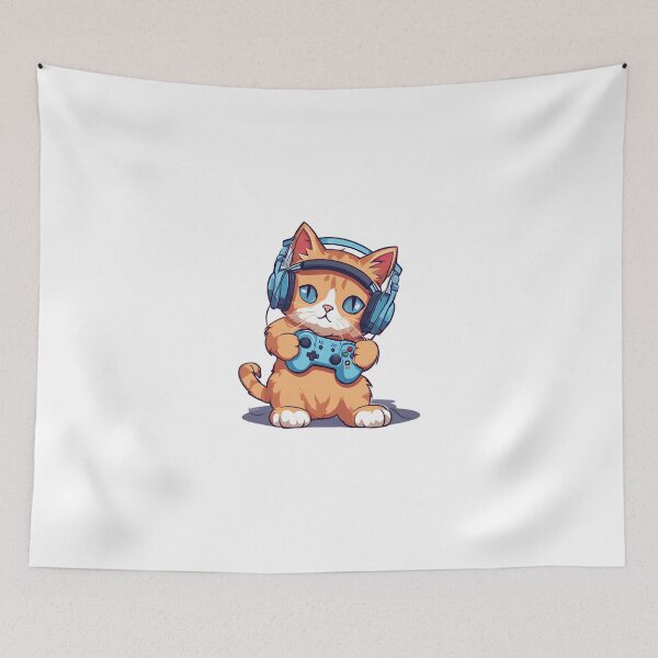 Item preview, Gamer Cat Playing Video Games designed and sold by Majestic Paws.