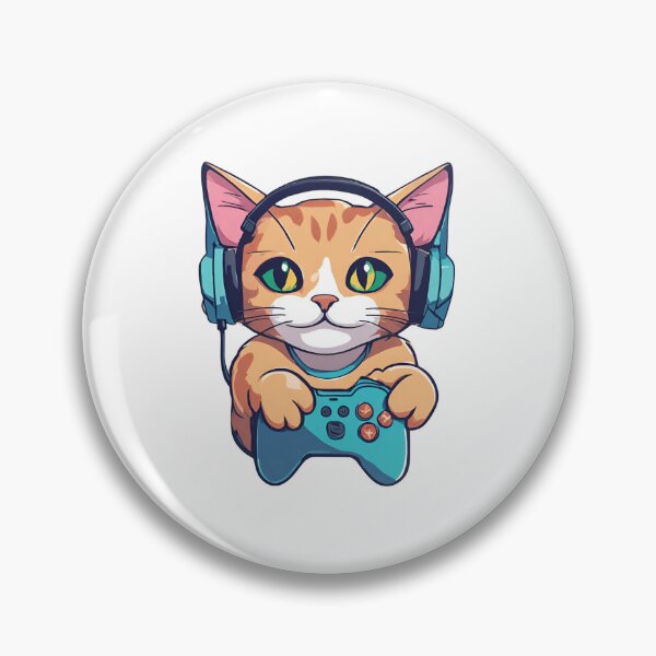 Artikelvorschau, Gamer-Katze, die Videospiele spielt entworfen und verkauft von Majestic Paws.
