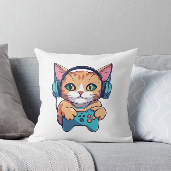 Item preview, Gamer Cat Playing Video Games designed and sold by Majestic Paws.