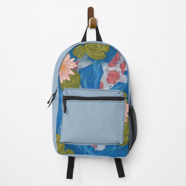 Item preview, Koi fish waterlily pond Japanese digital drawing designed and sold by Beardraws18.