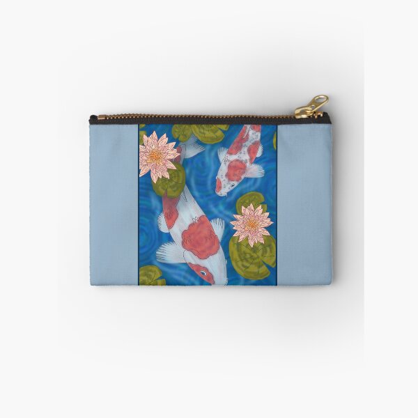 Item preview, Koi fish waterlily pond Japanese digital drawing designed and sold by Beardraws18.