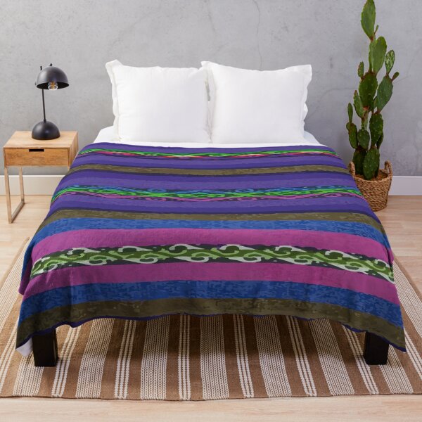 Item preview, Vibrant color mexican folk art blanket royal blue embroidery poncho fabric designed and sold by T-Mex.