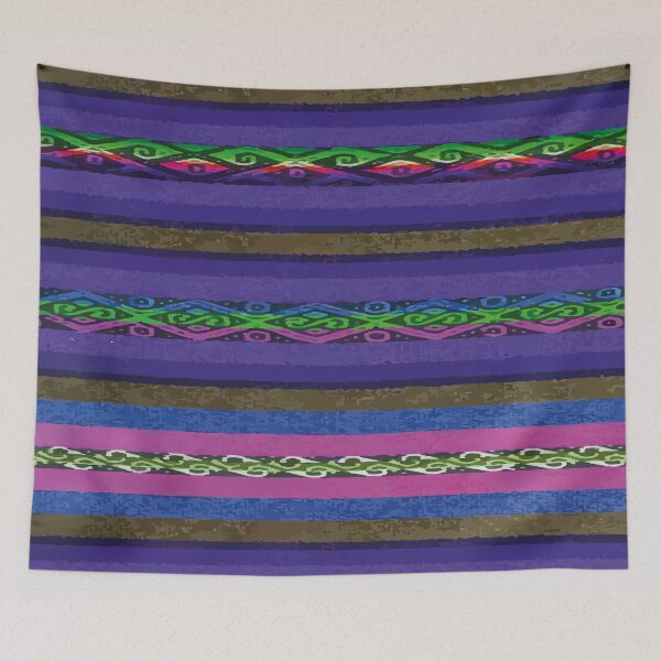 Item preview, Vibrant color mexican folk art blanket royal blue embroidery poncho fabric  designed and sold by T-Mex.