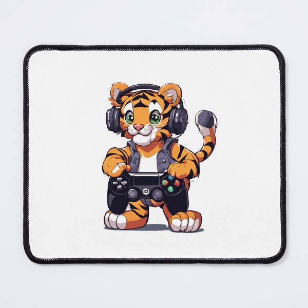 Item preview, Gamer Tiger Playing Video Games designed and sold by Majestic Paws.