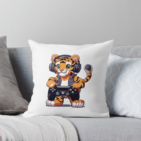 Item preview, Gamer Tiger Playing Video Games designed and sold by Majestic Paws.