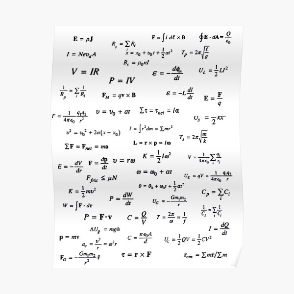 "Physics Equations" Poster for Sale by ShiroIbuki Redbubble