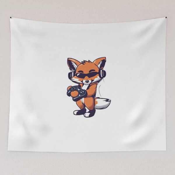 Item preview, Gamer Fox Playing Video Games designed and sold by Majestic Paws.