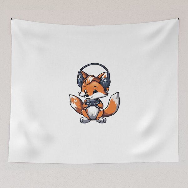 Item preview, Gamer Fox Playing Video Games designed and sold by Majestic Paws.