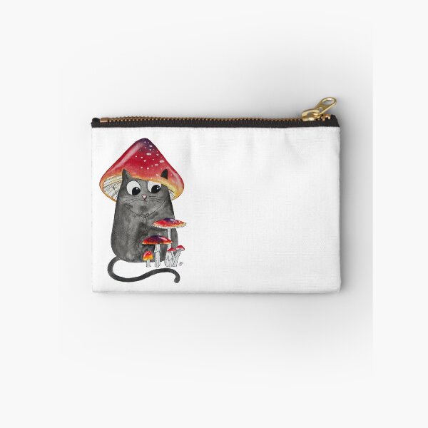 Item preview, Black Cat with Red Mushroom Hat designed and sold by Hannah Smolensky.