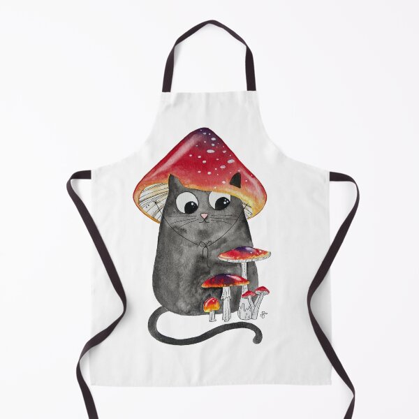Item preview, Black Cat with Red Mushroom Hat designed and sold by Hannah Smolensky.