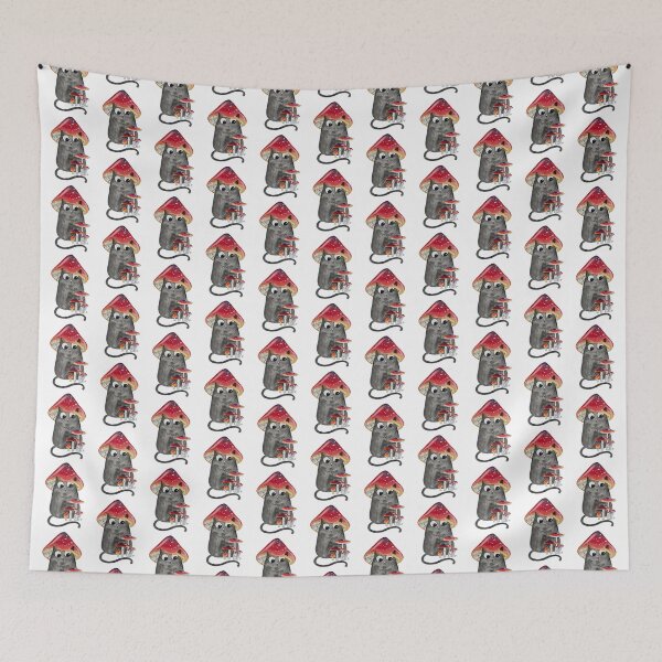 Item preview, Black Cat with Red Mushroom Hat designed and sold by Hannah Smolensky.