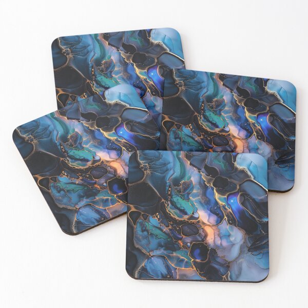 Item preview, Fluid Glass Art - Blue and Gold designed and sold by AM-Fine-Designs.
