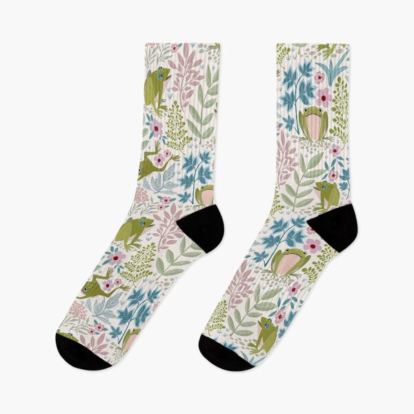 Item preview, Garden frogs on Off White designed and sold by ShellyPenko.