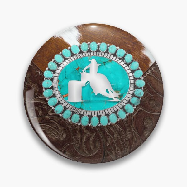 Item preview, Turquoise & Silver Barrel Racer on Stitched Leather and Cowhide  designed and sold by whds.