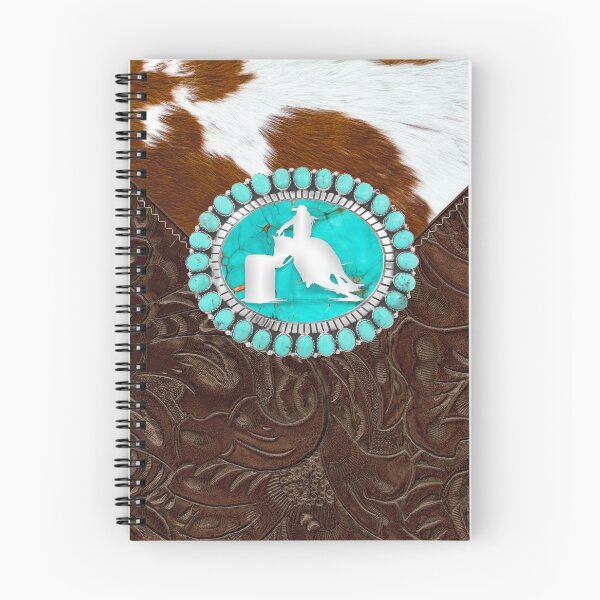 Item preview, Turquoise & Silver Barrel Racer on Stitched Leather and Cowhide  designed and sold by whds.