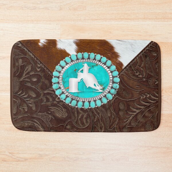 Item preview, Turquoise & Silver Barrel Racer on Stitched Leather and Cowhide  designed and sold by whds.