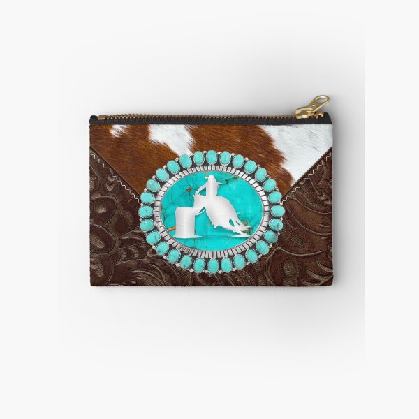 Item preview, Turquoise & Silver Barrel Racer on Stitched Leather and Cowhide  designed and sold by whds.