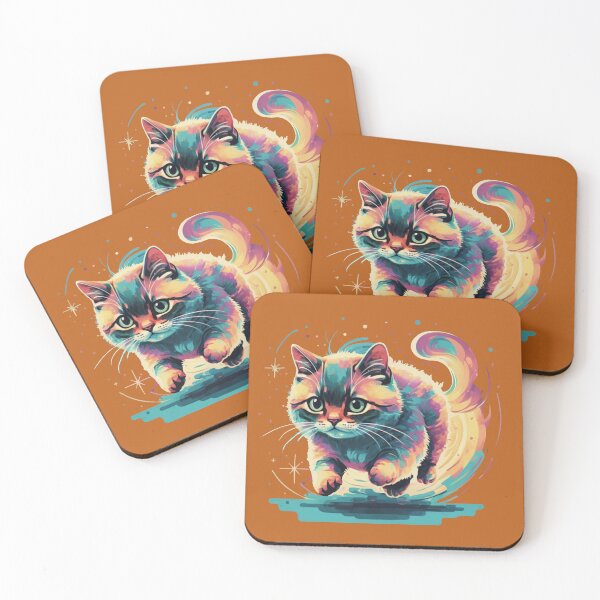 Item preview, Cute Colorful Rainbow Munchkin Cat leaping in Space  designed and sold by EclipseThreads.