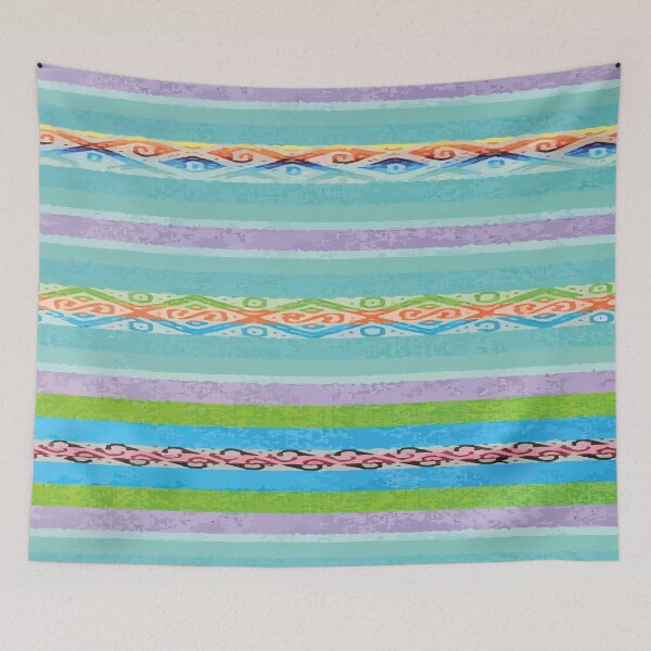 Item preview, Mexican poncho blanket vibrant turquoise serape boho chic bold decor  designed and sold by T-Mex.