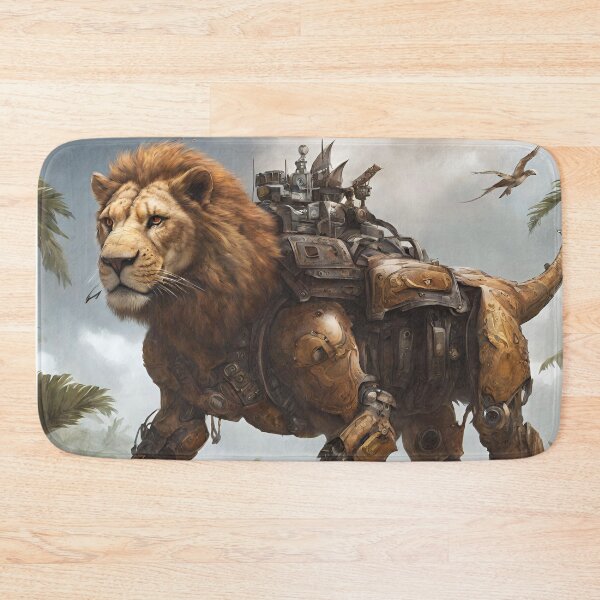 Item preview, Fantasy futuristic lion in nature (silvergoldvisionary) designed and sold by SGVisionary.