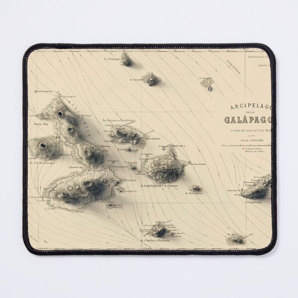 Item preview, 1883 Galapagos, Ecuador, Shaded Relief Map 3D digitally-rendered designed and sold by ThinkAboutMaps.